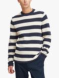Casual Friday Karl Striped Crew Neck Knit Jumper, White/Navy