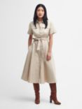 Barbour Margaret Linen Blend Midi Shirt Dress, Safari