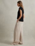 Reiss Petite Vera Linen Blend Wide Leg Trousers