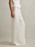 Reiss Petite Lori Linen Blend Wide Leg Trousers