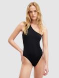 AllSaints Correl Asymmetric High Leg Swimsuit, Black