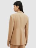 AllSaints Sevenh Double Breasted Wool Blend Blazer, Camel Brown