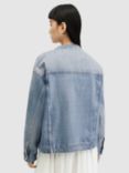 AllSaints Terri Embroidered Denim Workwear Jacket, Mid Indigo