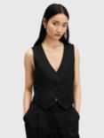 AllSaints Nellie Cropped Waistcoat, Black