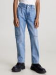 Calvin Klein Kids' Iconic Denim Loose Fit Jeans, Mid Blue