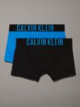 Calvin Klein Kids' Logo Solid Trunks, Pack of 2, Shocking Blue/Black