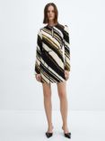 Mango Marti Diagonal Stripe Mini Dress, Black/Multi
