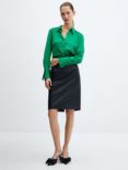 Mango Ideale Satin Shirt, Green