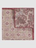 Reiss Tindari Small Medallion Print Silk Handkerchief, Oatmeal/Rose