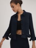 FLORERE Frill Detail Jacket, Navy