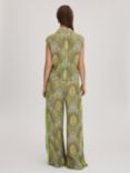 FLORERE Paisley Print Wide Leg Trousers, Lime Green/Multi