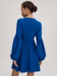 FLORERE Blouson Sleeve Mini Dress, Bright Blue