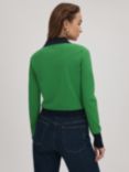 FLORERE Fitted Contrast Trim Cardigan, Bright Green/Navy