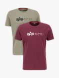 Alpha Industries Crew T-Shirt, Pack of 2, Olive/Burgundy