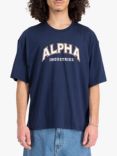 Alpha Industries College Logo Crew Neck T-Shirt, Ultra Navy