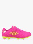Umbro Kids' Speciali Liga Firm Ground Football Boots, Pink/Yellow