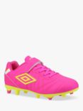 Umbro Kids' Speciali Liga Firm Ground Football Boots, Pink/Yellow