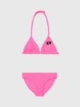 Calvin Klein Kids' Monogram Logo Triangle Bikini Set, Bold Pink