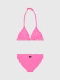 Calvin Klein Kids' Monogram Logo Triangle Bikini Set, Bold Pink
