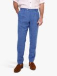 KOY Linen Blend Suit Trousers, Mid Blue