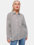 Whistles Petite Striped Relaxed Fit Shirt, Black/White