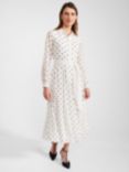 Hobbs Lucilla Polka Dot Midi Shirt Dress, Ivory/Navy