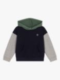 Petit Bateau Kids' Colourblock Fleece Hoodie, Smoke/Multi