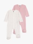 Petit Bateau Baby Heart/Stripe Long Sleeve Sleepsuits, Packof 2, Multi