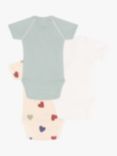Petit Bateau Baby Heart/Stripe Wrapover Short Sleeve Bodysuits, Pack of 3