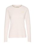 KAFFE Liddy Stripe Long Sleeve T-Shirt, Chalk/Pink Mist