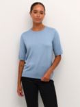 KAFFE Lizza Short Sleeve Knitted Jumper, Faded Denim