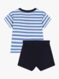 Petit Bateau Baby Stripe T-Shirt & Shorts Set, Gauloise/Marshmallow