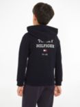 Tommy Hilfiger Kids' Logo Zip Through Hoodie, Desert Sky