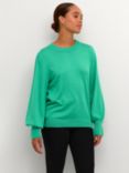 KAFFE Lizza Crew Neck Button Cuff Jumper, Gumdrop Green