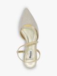 Dune Harlem Embellished Heel Textured Slingback Pumps, Gold