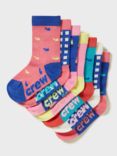 Crew Clothing Kids' Bamboo Blend Printed Trainer Socks, Pack of 7, Multi