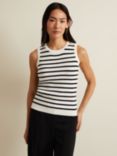 Phase Eight Chloe Striped Knitted Vest Top, Ivory/Navy