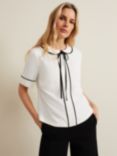 Phase Eight Carys Contrast Piping Blouse, Ivory/Black