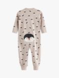 Lindex Baby Organic Cotton Penguin Print Sleepsuit, Light Grey