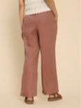 White Stuff Belle Wide Leg Linen Trousers, Dark Tan