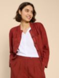 White Stuff Delilah Linen Jacket, Dark Red