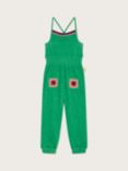Monsoon Kids' Towelling Crochet Pocket Detail Jumpsuit, Green