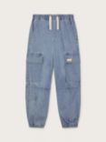 Monsoon Kids' Denim Cargo Trousers, Blue
