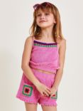 Monsoon Kids' Crochet Trim Sun Vest Top, Pink/Multi
