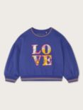 Monsoon Kids' Love Floral Motif Sweatshirt, Blue