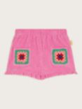 Monsoon Kids' Crochet Pocket Detail Ruffle Hem Shorts, Pink