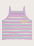 Monsoon Kids' Stripe Sun Badge Tank Top, Lilac/Multi