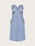 Monsoon Kids' Floral Denim Pinafore Dress, Blue