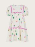 Monsoon Kids' Star Print Cheesecloth Dress, Ivory/Multi