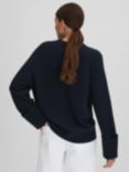 Reiss Laura Wool Cashmere Blend Crew Neck Jumper, Navy